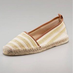 Kate Spade Gold Striped Espadrille Size 10